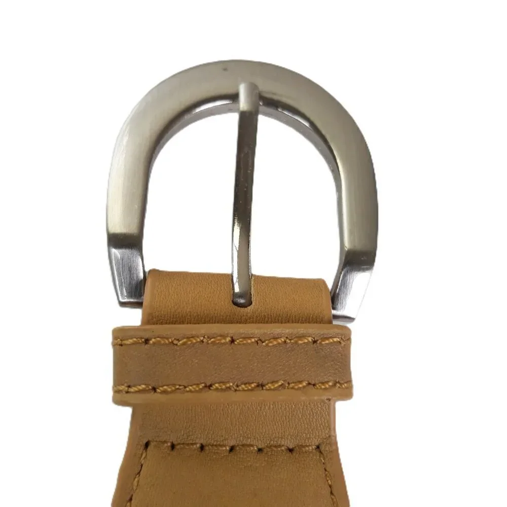 Coldwater Creek Leather Mustard Yellow Ruffle Belt XL Boho Festival Coquette